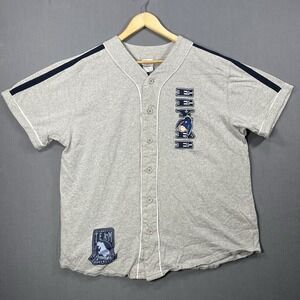 Vintage Disney Store Eeyore Baseball Jersey Shirt Gray Blue Size L Winnie Pooh